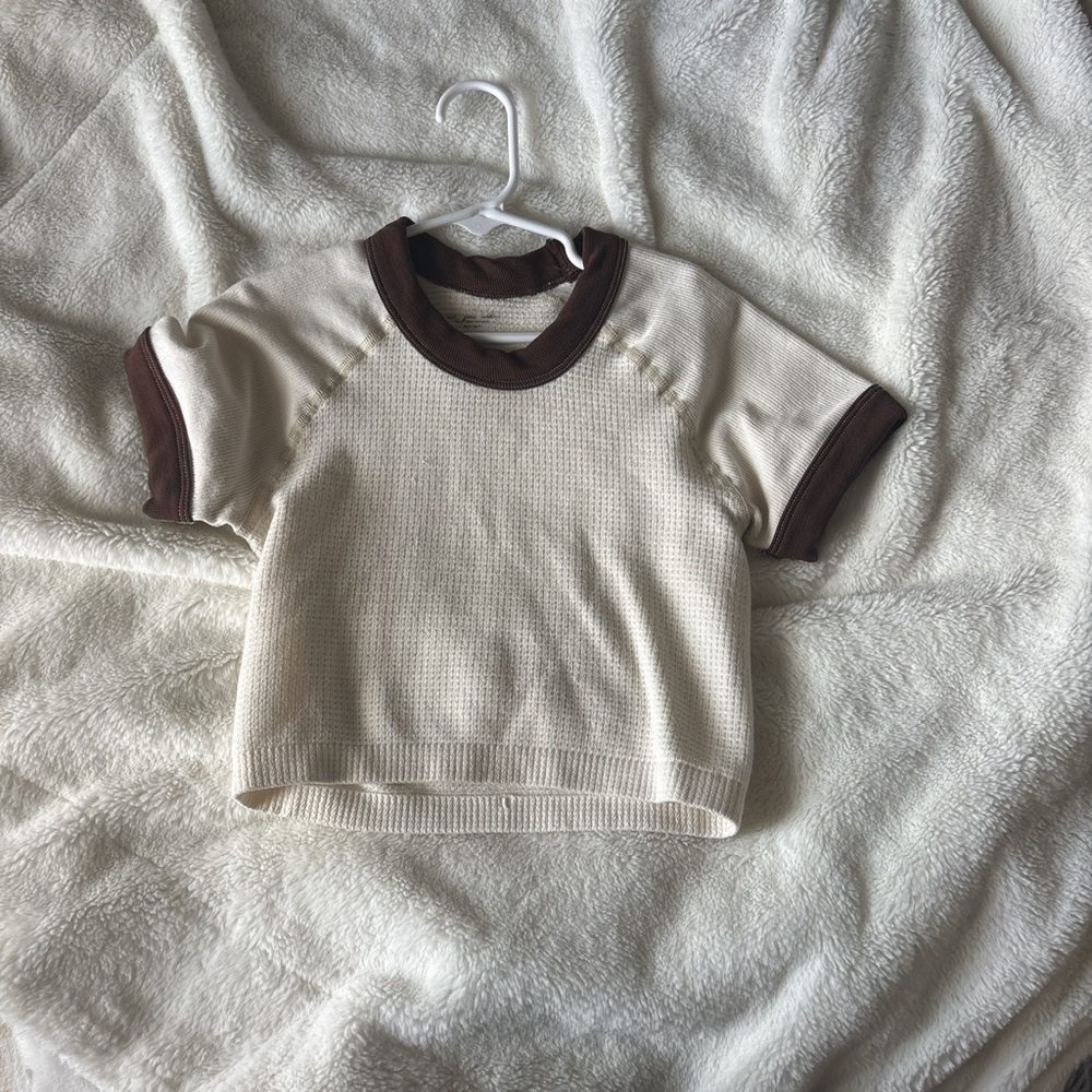 Urban Outfitters Cream and Brown Tee